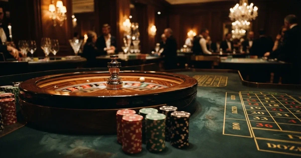 Un crupier în vestă neagră împarte cărți la o masă de blackjack, sub spoturi calde — jocuri de ruletă în română